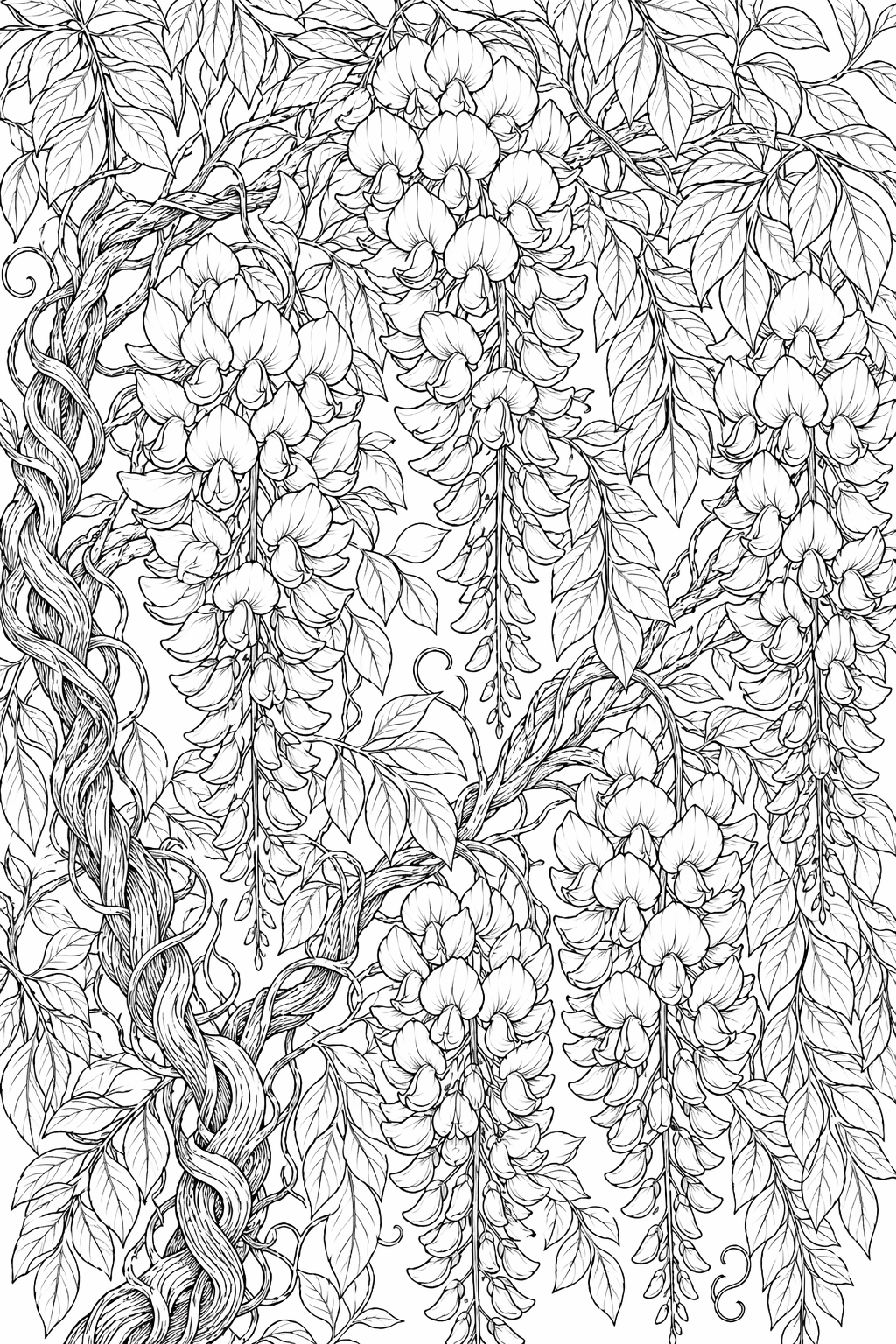 Sinisateen köynnökset – värityssivu aikuisille