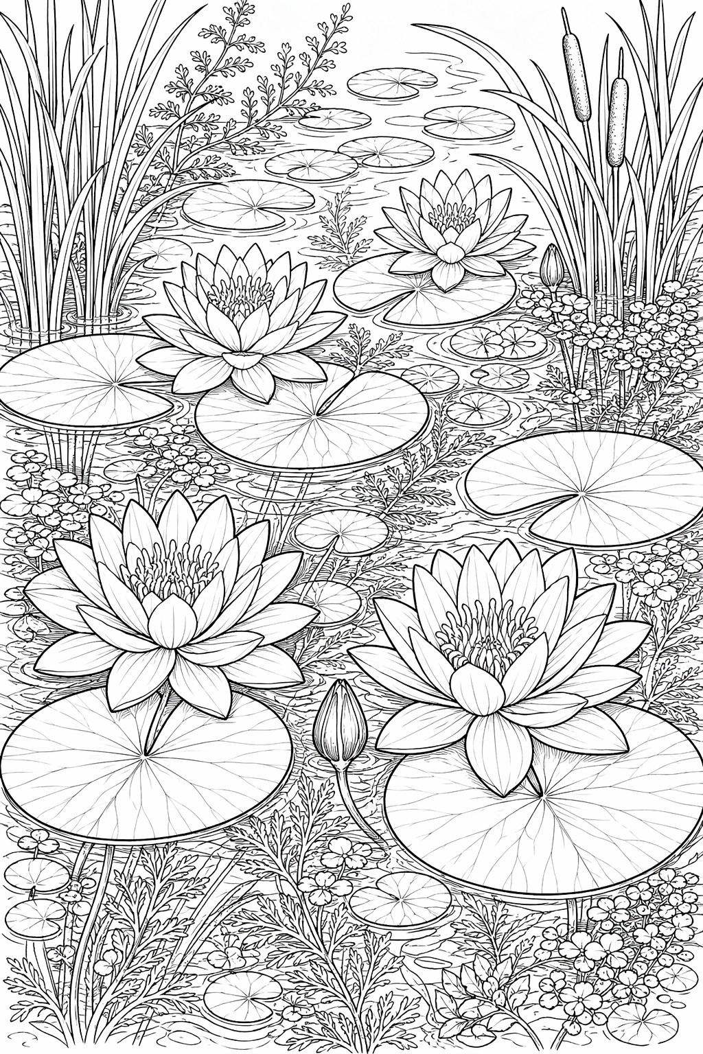 Lumpeikkolampi – värityssivu aikuisille