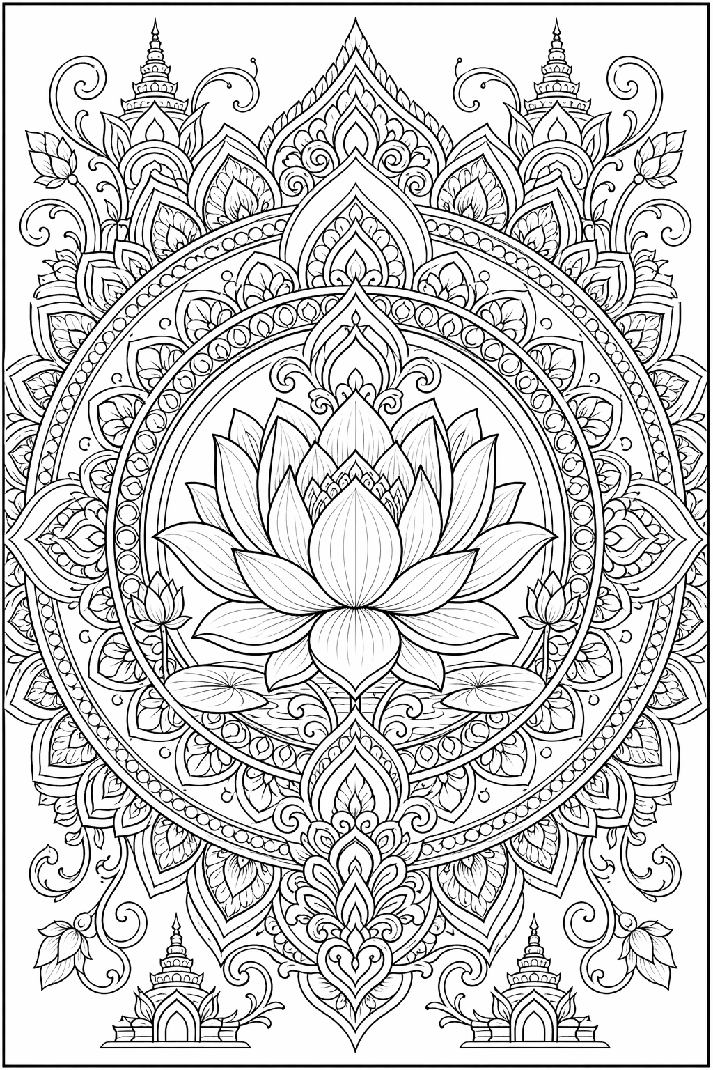 Lootustemppelimandala – värityssivu aikuisille