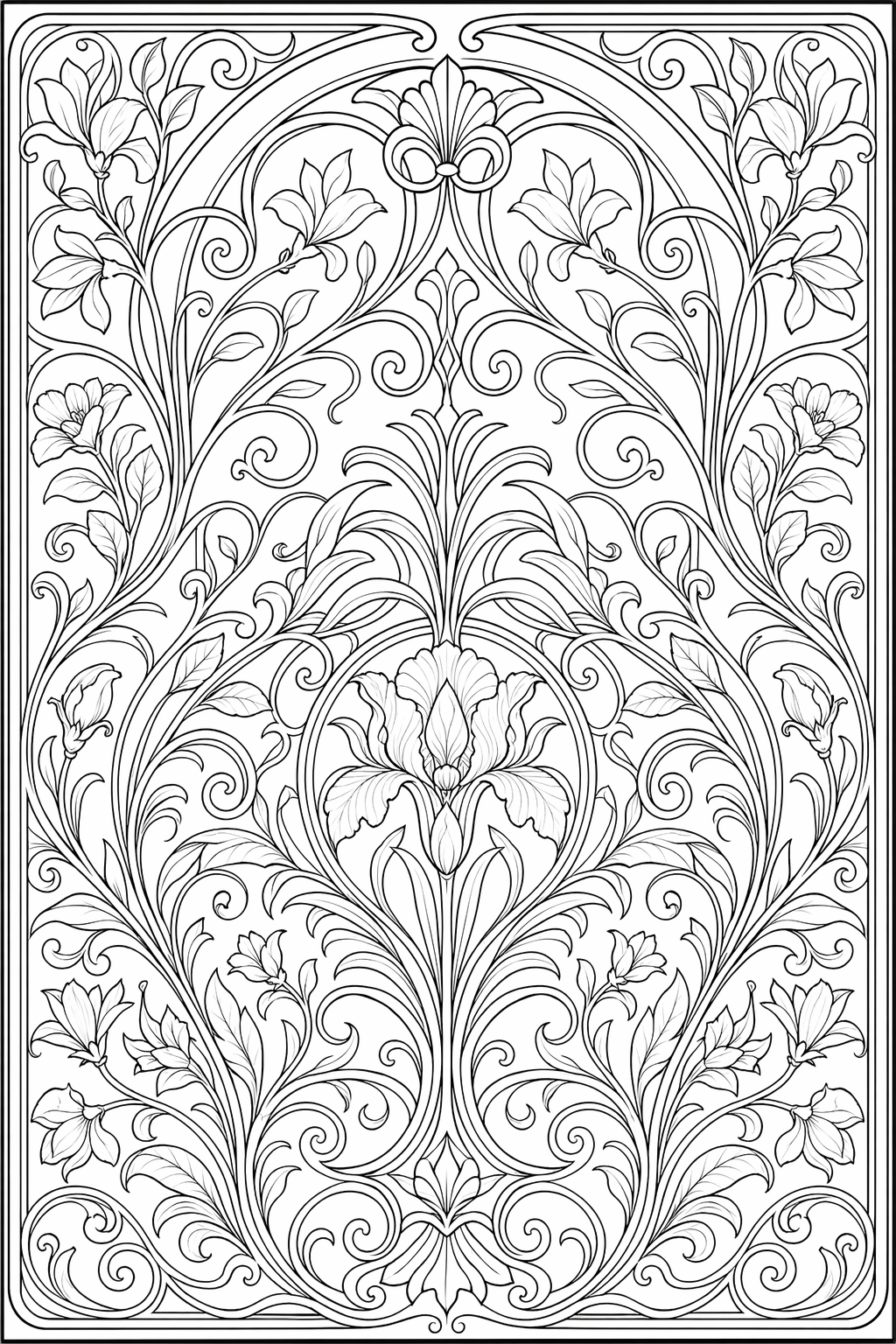 Jugend-kaaripaneeli – värityssivu aikuisille