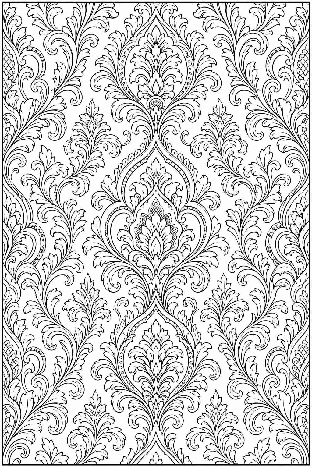 Damastimitaljonkipaneeli – värityssivu aikuisille