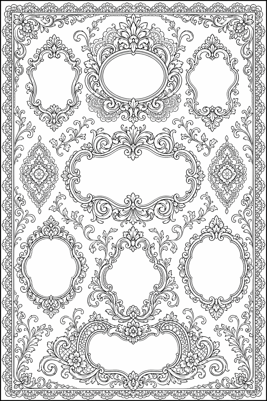 Pitsireunukset ja kartussit – värityssivu aikuisille