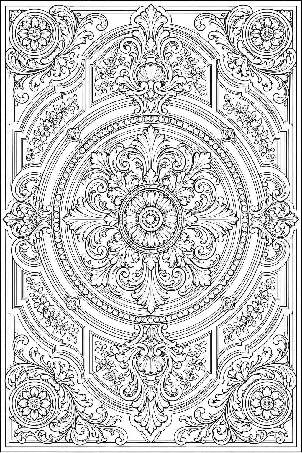 Viktoriaaninen kattokoriste – värityssivu aikuisille