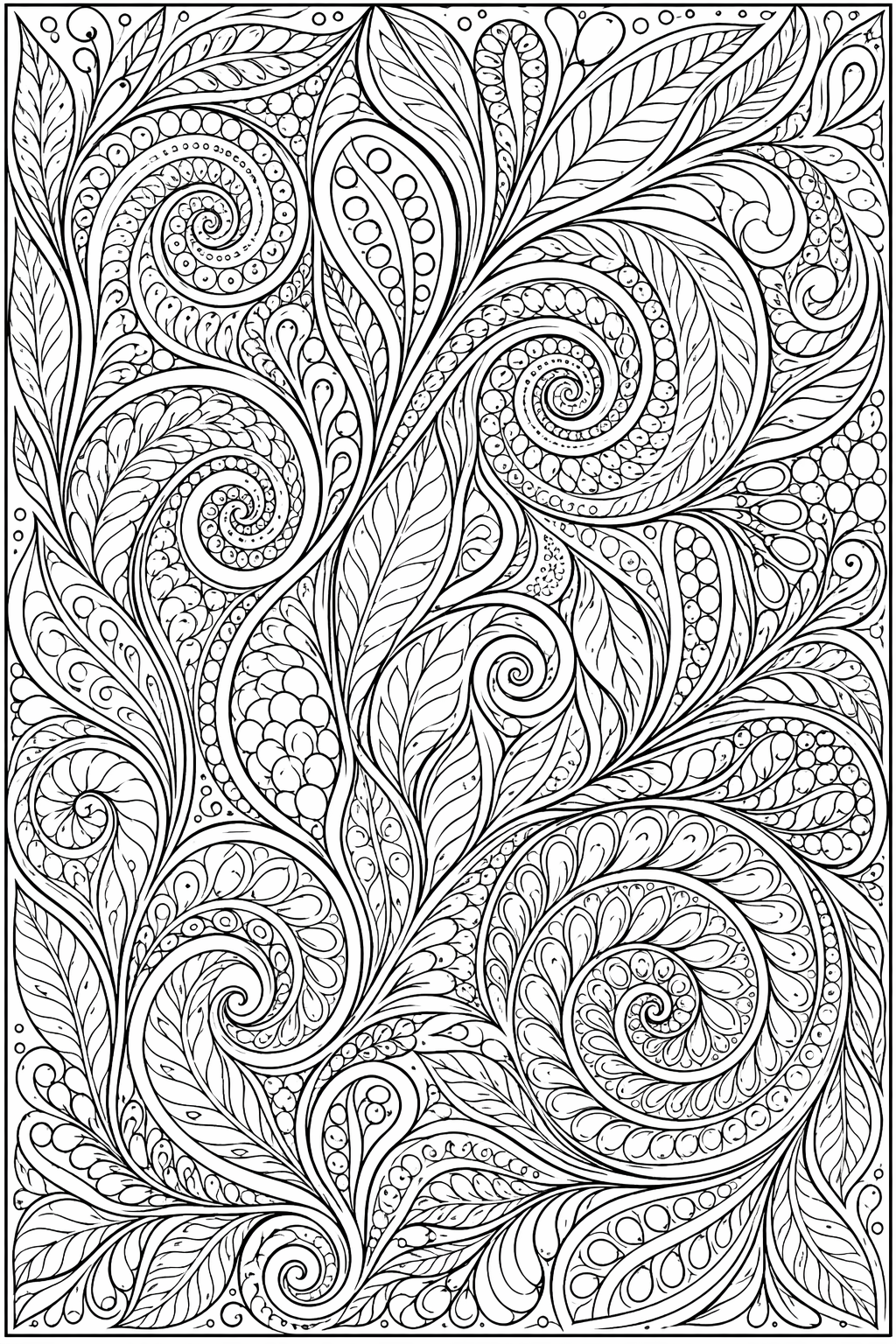 Spiraalipuutarhan kuvio – värityssivu aikuisille