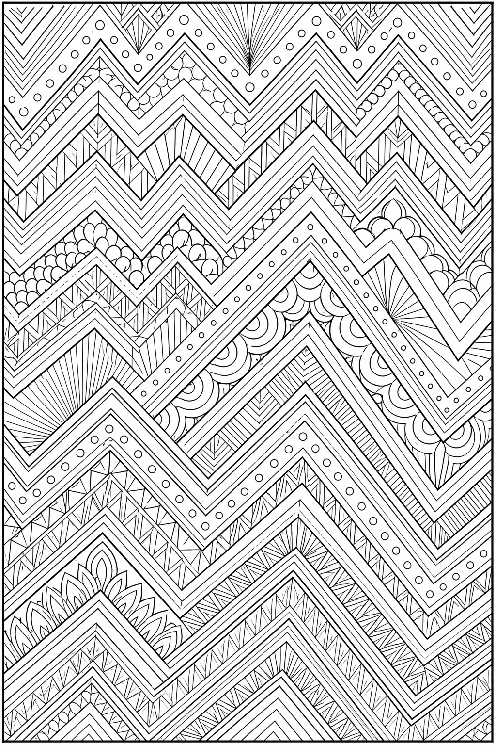 Siksak-terassikuvio – värityssivu aikuisille