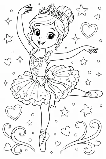 Ballerinaprinsessa – värityskuva