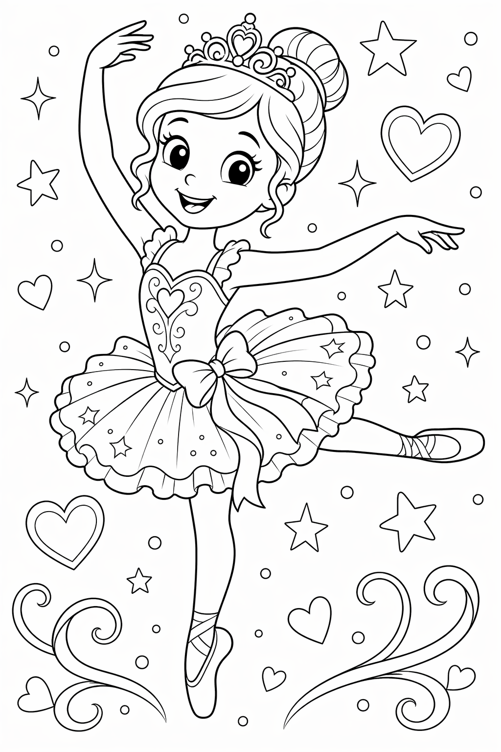 Ballerinaprinsessa – värityskuva