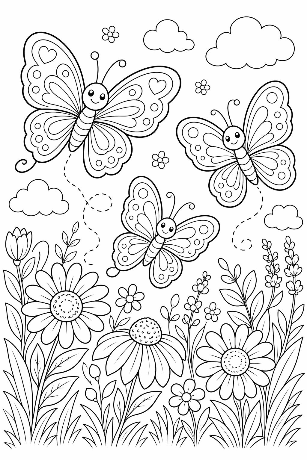 Perhosniitty – värityskuva