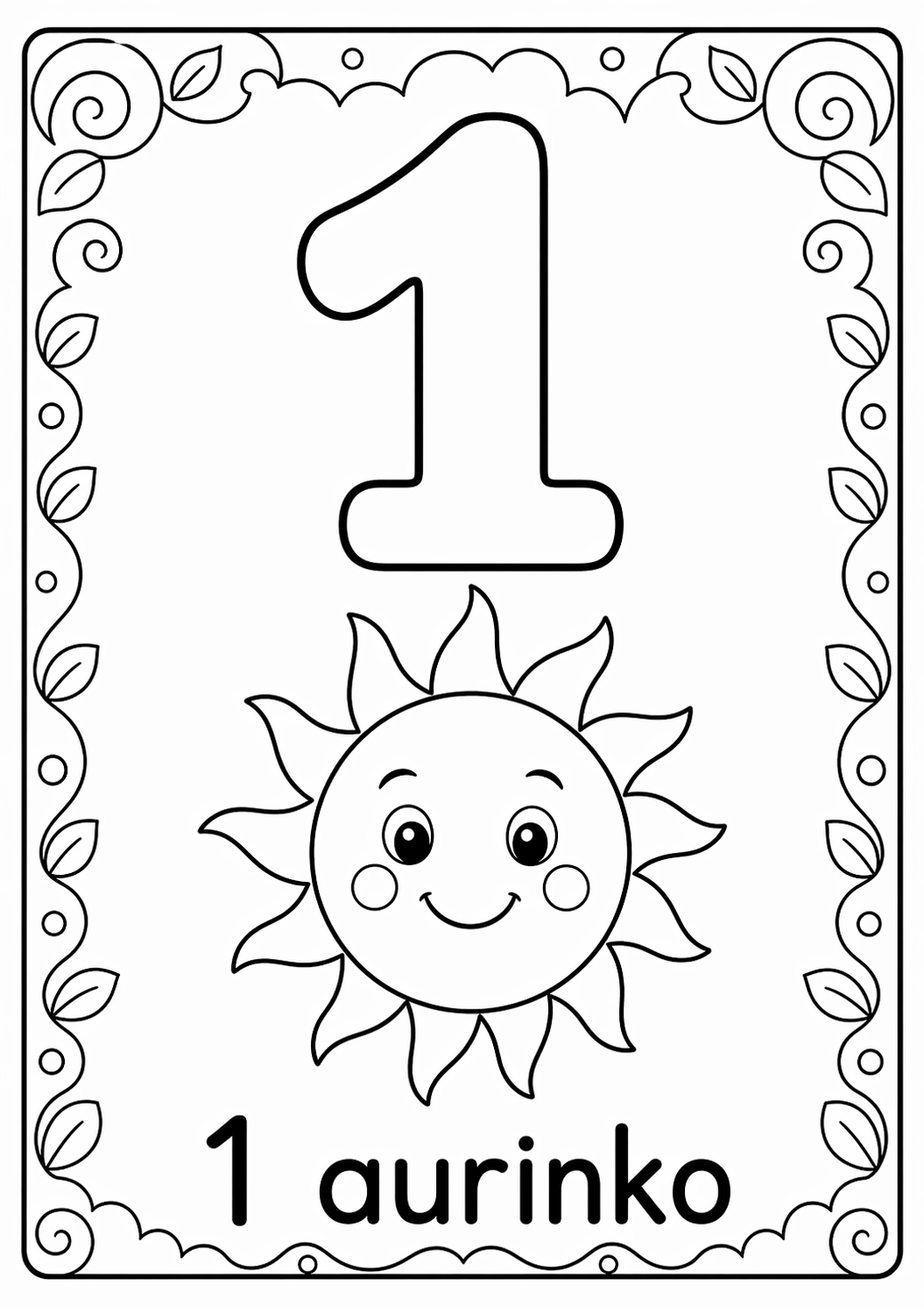 Numero 1: 1 aurinko värityssivu