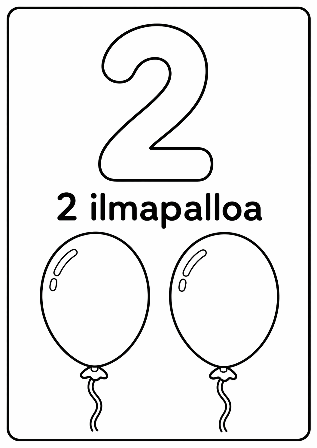 Numero 2: 2 ilmapalloa värityssivu