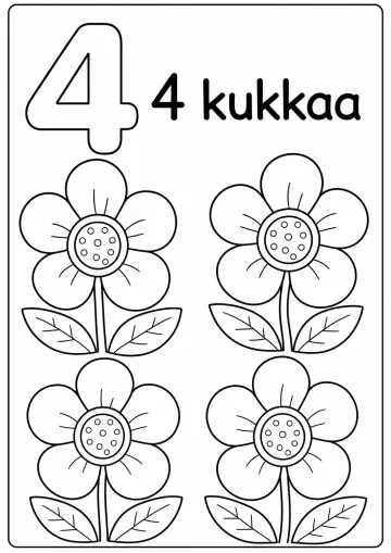 Numero 4: 4 kukkaa värityssivu