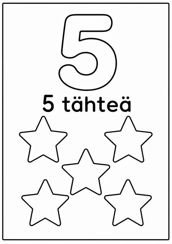 Numero 5: 5 tähteä värityssivu