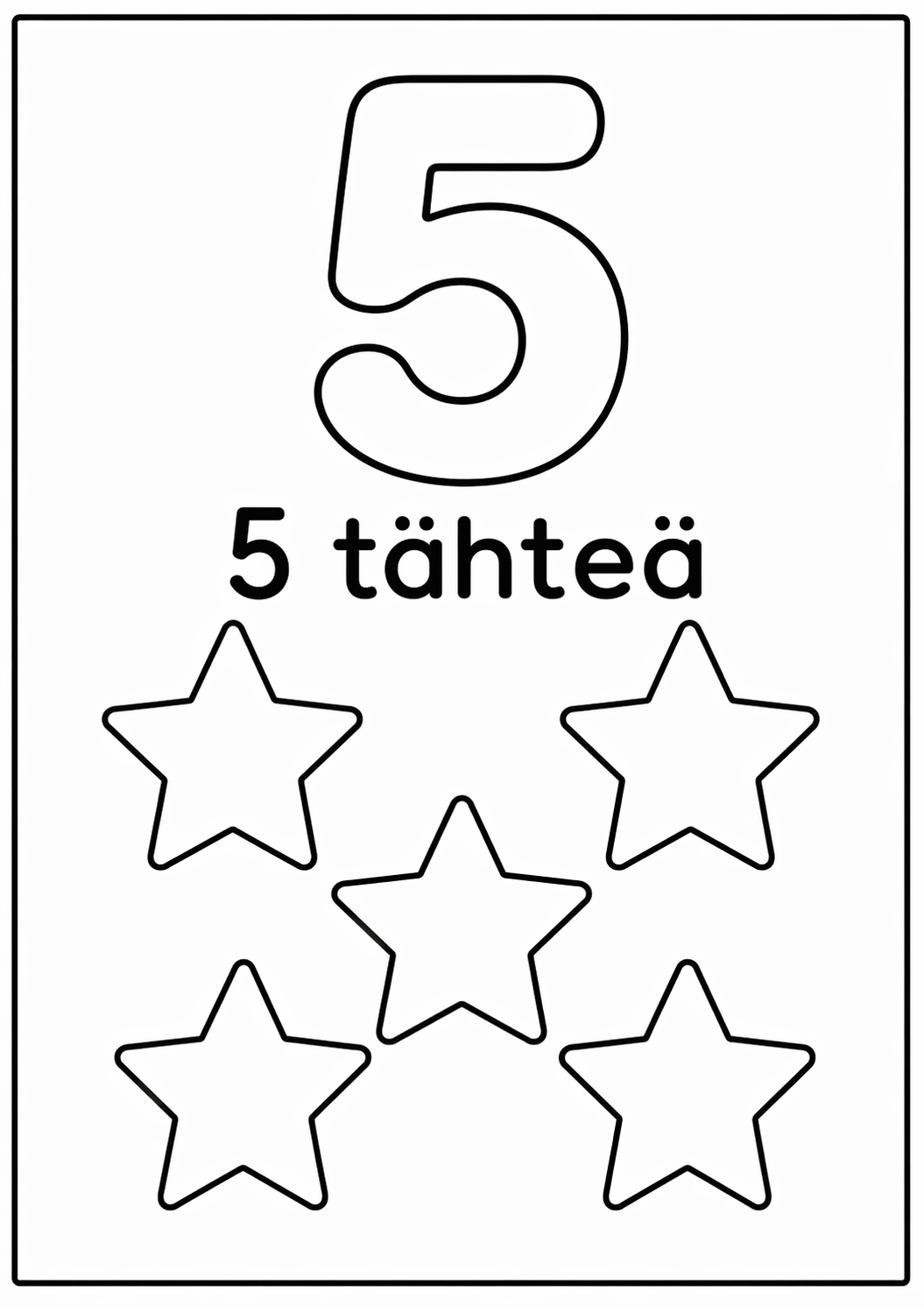 Numero 5: 5 tähteä värityssivu