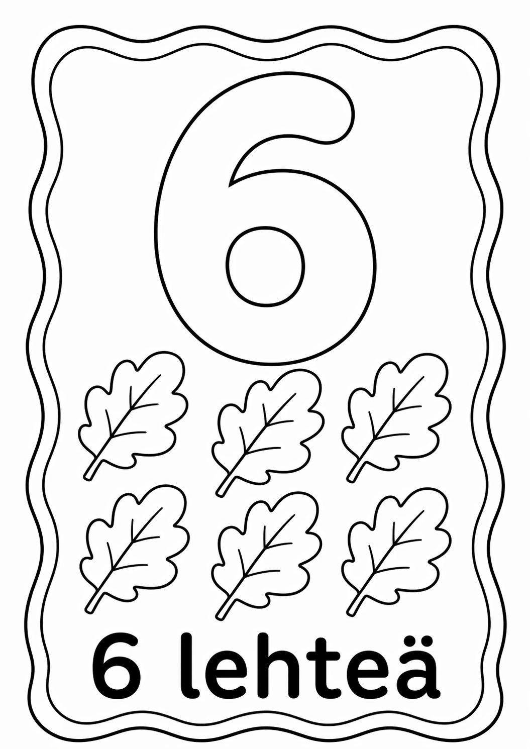 Numero 6: 6 lehteä värityssivu