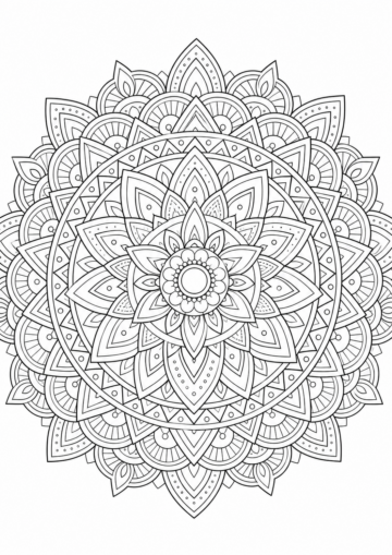 Geometrinen mandala värityskuva