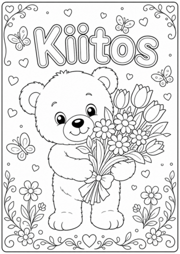 Kiitos – lasten kiitoskortti värityskuva