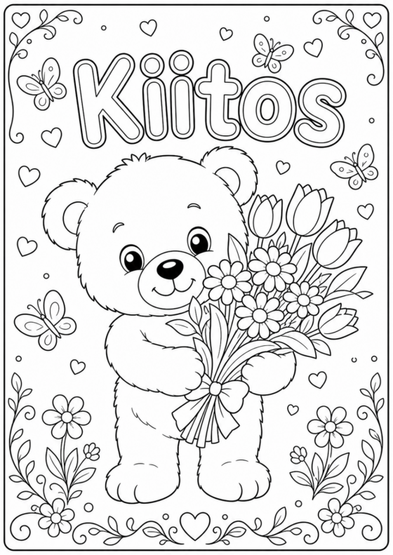 Kiitos – lasten kiitoskortti värityskuva