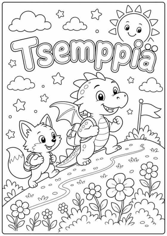 Tsemppiä – lasten tsemppikortti värityskuva