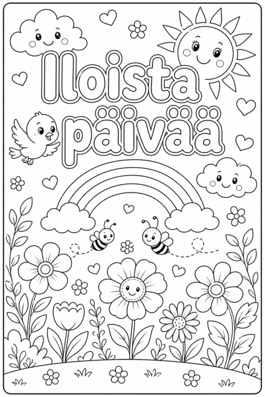 Iloista päivää – hyvän mielen värityskortti