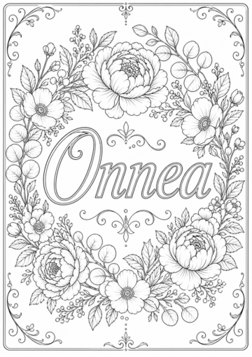 Onnea – kukkakehä värityskortti aikuisille