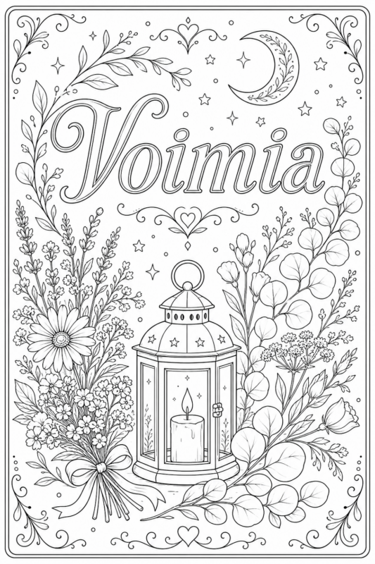 Voimia – lyhtyaiheinen värityskortti aikuisille